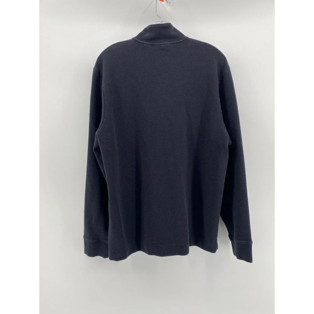 Perry Ellis Mens XL Navy Blue Quarter Zip Ribbed Pullover Sweater